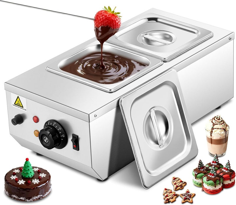 FOHERE Chocolate Tempering Machine, 9LBS Chocolate Melting Pot, 86~185℉ Chocolate Warmer, 1000w Commercial Chocolate Melting Machine, Stainless Steel Electric Commercial Food Warmer For Milk Coffee Cheese - Image 1